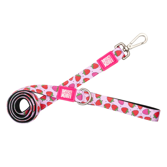 Max&Molly Short Leash Strawberry Dream – Colorful 120cm City Leash with Strawberry Pattern, Medium