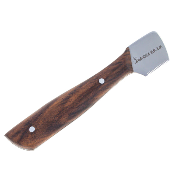Groomer.dk Danish Classic Left-Handed Trimming Knife – Coarse Blade with Wooden Handle, Ergonomic Design