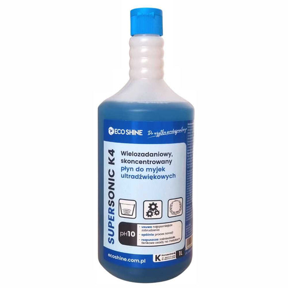 Eco Shine Supersonic K4 Ultrasonic Cleaner Liquid Concentrate 1:10, 1L – Fast-Acting Formula