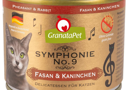 GranataPet Symphonie No. 9 Cat Food – High-Meat Pheasant and Rabbit Recipe, 6x200g Cans