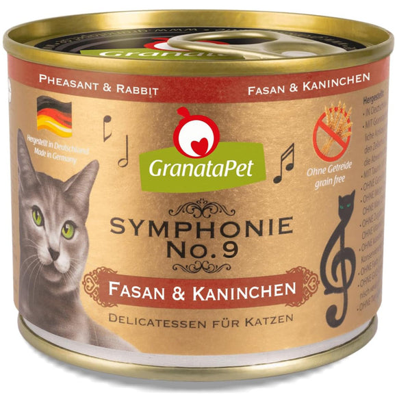 GranataPet Symphonie No. 9 Cat Food – High-Meat Pheasant and Rabbit Recipe, 6x200g Cans