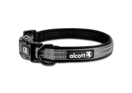 Alcott Adventure Reflective Collar Grey – Medium, Durable Adjustable Design with Safety Strip