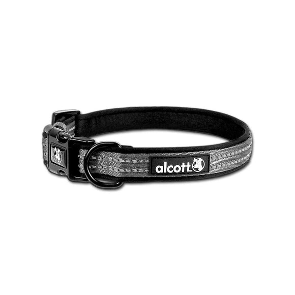 Alcott Adventure Reflective Collar Grey – Medium, Durable Adjustable Design with Safety Strip