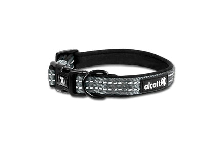 Alcott Adventure Reflective Collar Grey – Medium, Durable Adjustable Design with Safety Strip