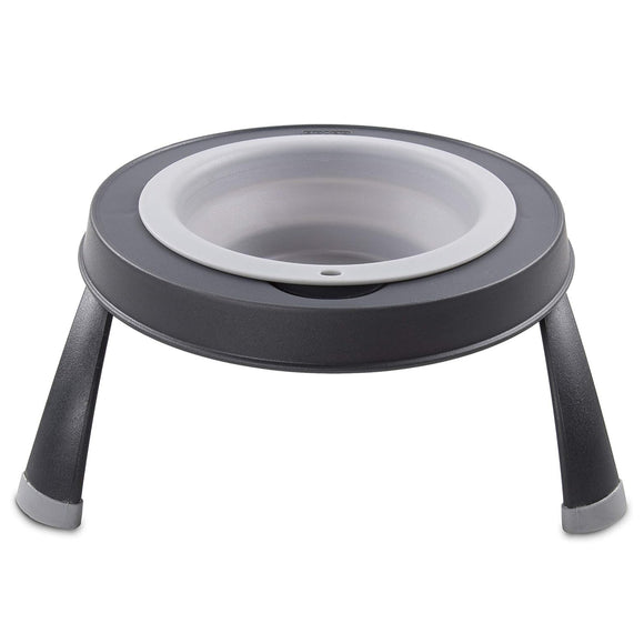 Dexas Popware Collapsible Raised Feeder 946ml – Foldable Elevated Dog Bowl, Fuchsia, Space-Saving Design