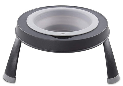 Dexas Popware Collapsible Raised Feeder 355ml – Foldable Elevated Bowl, Space-Saving Fuchsia Design