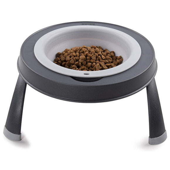 Dexas Popware Collapsible Raised Feeder 946ml – Foldable Elevated Dog Bowl, Fuchsia, Space-Saving Design