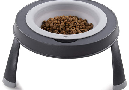 Dexas Popware Collapsible Raised Feeder 355ml – Foldable Elevated Bowl, Space-Saving Fuchsia Design