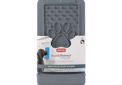 Dexas Snack & Distract Silicone Licking Mat with Pocket – Vertical Design, Blue