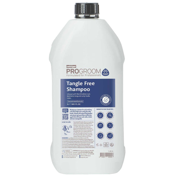 ProGroom Tangle Free Shampoo – Concentrated Formula, Eases Combing for Long and Curly Coats, 5L