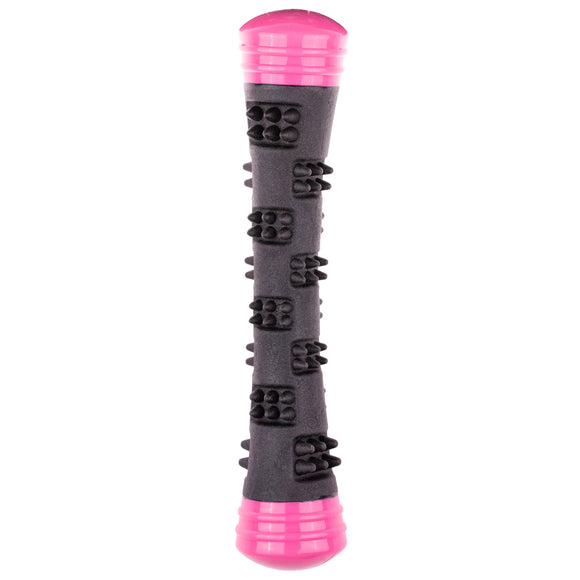 Dog Comets Meteor Pink Rubber Fetch Stick – Large Durable Toy with Protrusions and Dual Squeakers