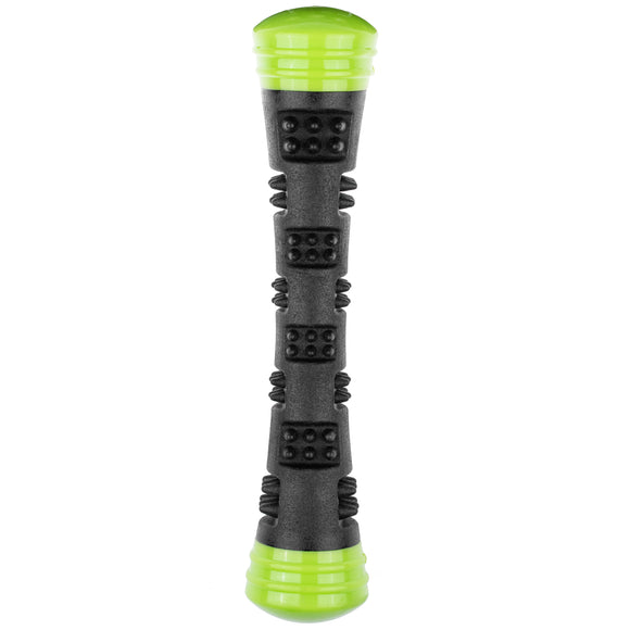 Dog Comets Meteor Green Rubber Fetch Stick – Large Size with Protrusions and Dual Squeakers