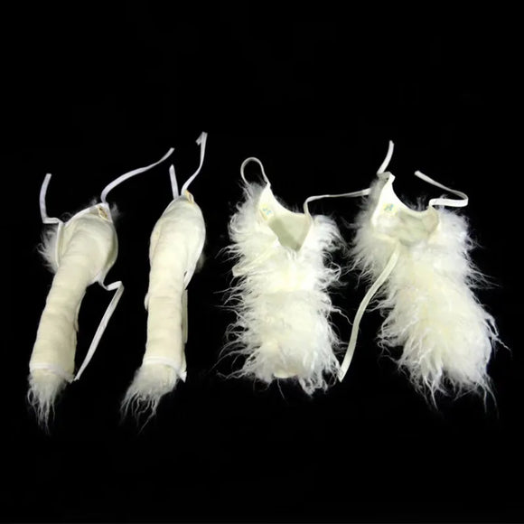 Mr. Jiang Practice Leg Hair Set – White Replacement Hair Pieces, 4 Pack for Mannequin Training