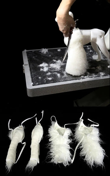 Mr. Jiang Practice Leg Hair Set – White Replacement Hair Pieces, 4 Pack for Mannequin Training