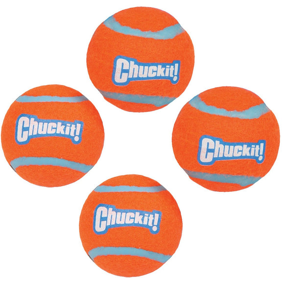 Chuckit! Medium Tennis Balls 6.4cm – Durable Non-Squeak Play Balls, 4 Pack