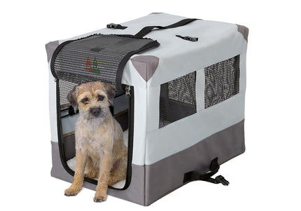 MidWest Canine Camper Fabric Pet Cage – Compact Gray Soft-Sided Crate, Small Size