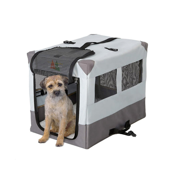 MidWest Canine Camper Fabric Pet Cage – Compact Gray Soft-Sided Crate, Small Size