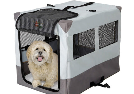 MidWest Canine Camper Fabric Pet Cage – Compact Gray Soft-Sided Crate, Small Size