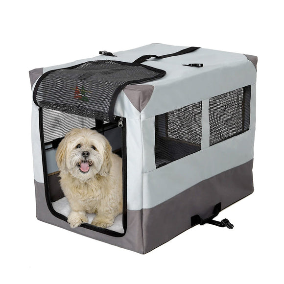 MidWest Canine Camper Fabric Pet Cage – Compact Gray Soft-Sided Crate, Small Size