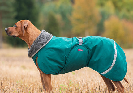 Toppa Pomppa Forest Harness Winter Jacket – Extra Warm, Green with Harness Opening, Size 70