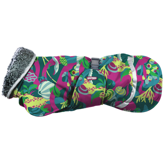 Toppa Pomppa Harness Trail Winter Jacket – Very Warm Multicolor Leaves Design, Harness Opening