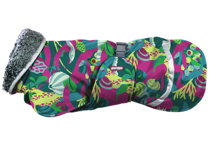 Toppa Pomppa Harness Trail Winter Jacket – Very Warm Multicolor Leaves Design, Harness Opening