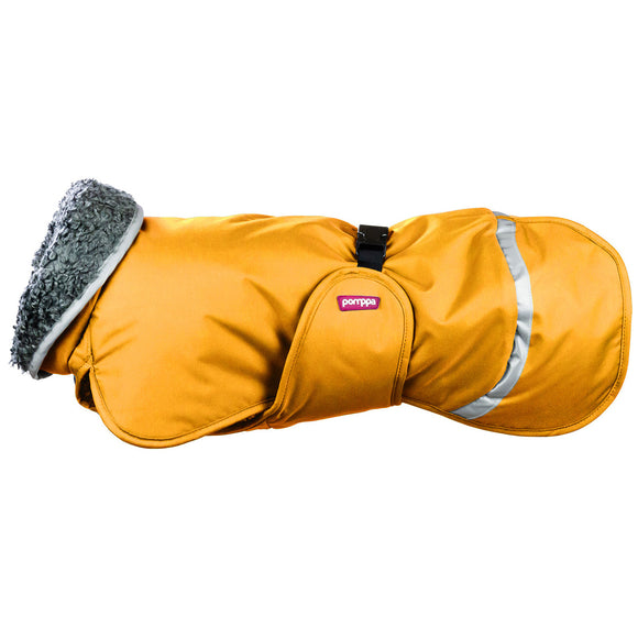 Toppa Pomppa Curry Winter Dog Jacket – Extra Insulated, Honey Yellow, Size 85