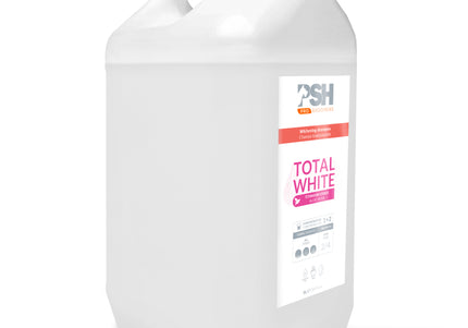PSH Pro Total White Shampoo – Concentrated Whitening Formula, 5L, Enhances Coat Brightness