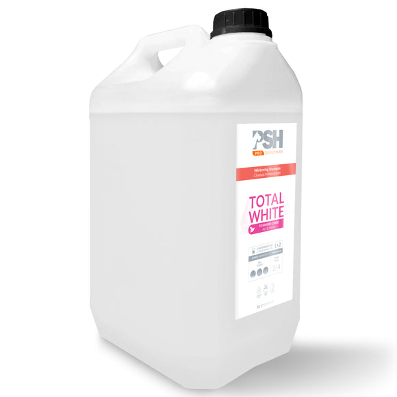 PSH Pro Total White Shampoo – Concentrated Whitening Formula, 5L, Enhances Coat Brightness