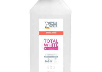 PSH Pro Total White Shampoo – Concentrated Whitening Formula, 5L, Enhances Coat Brightness