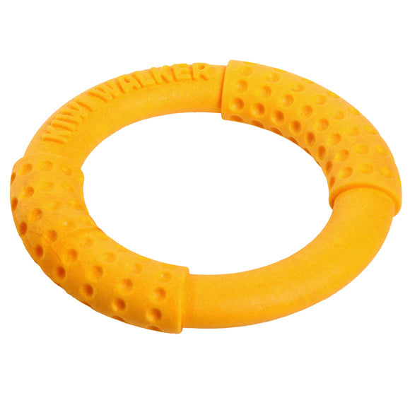 Kiwi Walker Let's Play Ring – Mini Orange Rubber Chew Toy, Durable and Lightweight
