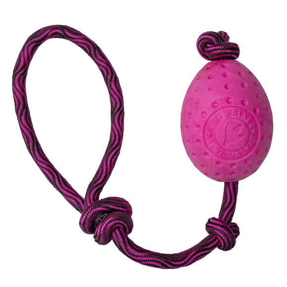 Kiwi Walker Let's Play Egg Pink – Durable Fetch Toy with Rope, Vibrant Pink Design