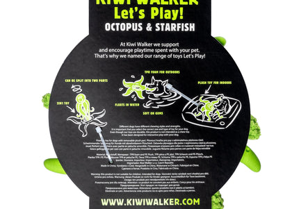 Kiwi Walker Octopus and Starfish 25cm – 2-in-1 Plush Toy Set, Floating and Durable, Blue