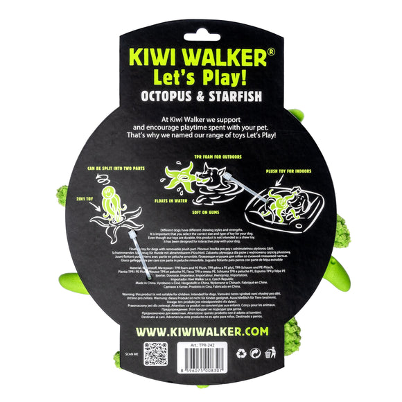 Kiwi Walker Octopus and Starfish 25cm – 2-in-1 Plush Toy Set, Floating and Durable, Blue