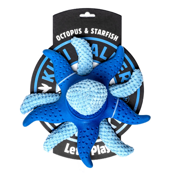 Kiwi Walker Octopus and Starfish 25cm – 2-in-1 Plush Toy Set, Floating and Durable, Blue