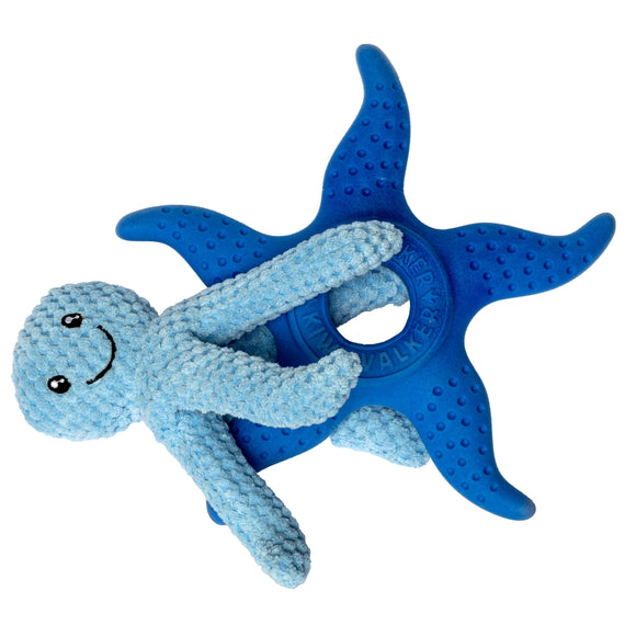 Kiwi Walker Octopus and Starfish 25cm – 2-in-1 Plush Toy Set, Floating and Durable, Blue