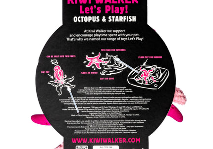 Kiwi Walker Octopus and Starfish 25cm – 2-in-1 Plush Toy Set, Floating and Durable, Blue