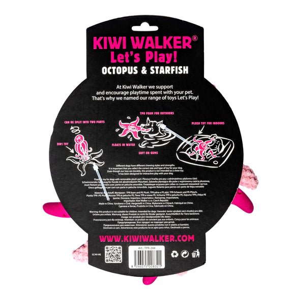 Kiwi Walker Octopus and Starfish 25cm – 2-in-1 Plush Toy Set, Floating and Durable, Blue