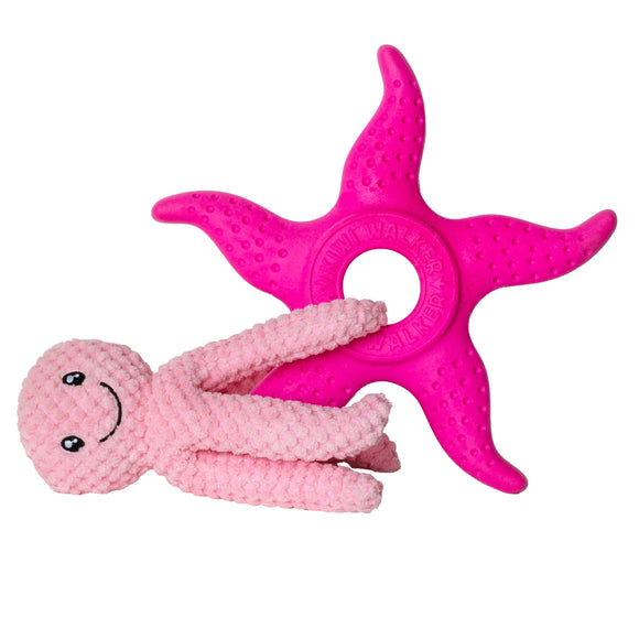 Kiwi Walker Octopus and Starfish 25cm – 2-in-1 Plush Toy Set, Floating and Durable, Blue