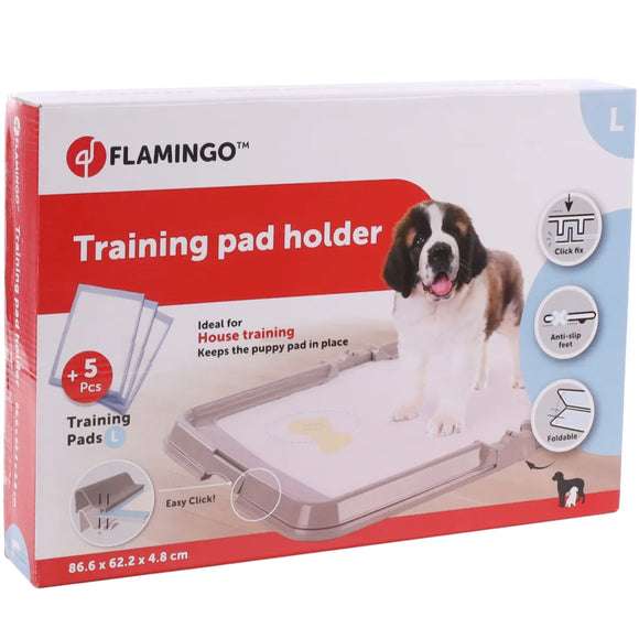 Flamingo Fifi Training Pad Holder Grey – Non-Slip Base with 5 Absorbent Pads Included