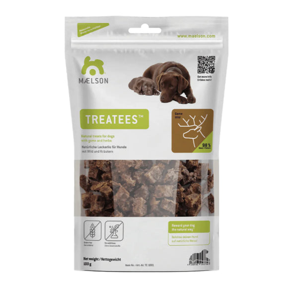 Maelson Treatees Game 100g – Natural Meaty Venison Dog Treats, Grain-Free Recipe