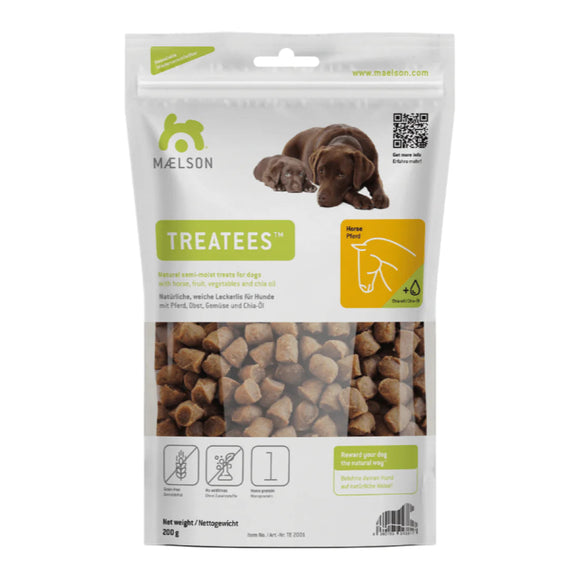 Maelson Treatees Horse Dog Treats – Natural Meaty Horse Meat Morsels, 200g Pack