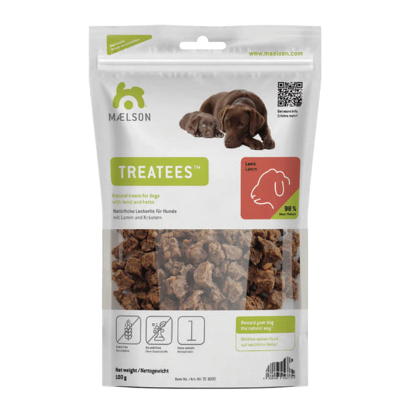 Maelson Treatees Lamb 100g – Natural Meaty Lamb Dog Treats, Grain-Free Recipe