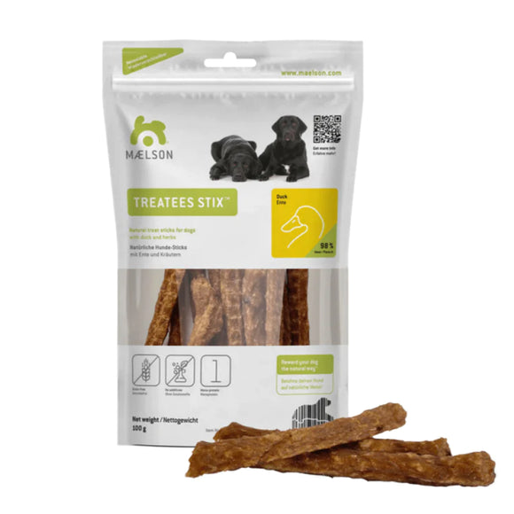Maelson Treatees Stix Duck 100g – Healthy Dried Duck Meat Dog Treats, Protein-Rich Snack