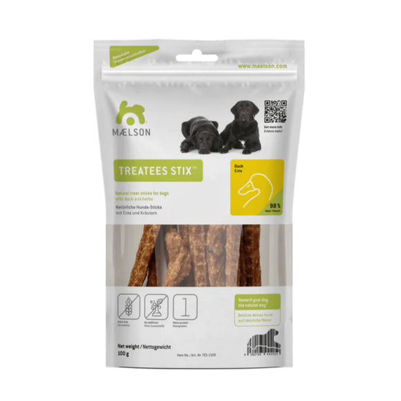 Maelson Treatees Stix Duck 100g – Healthy Dried Duck Meat Dog Treats, Protein-Rich Snack