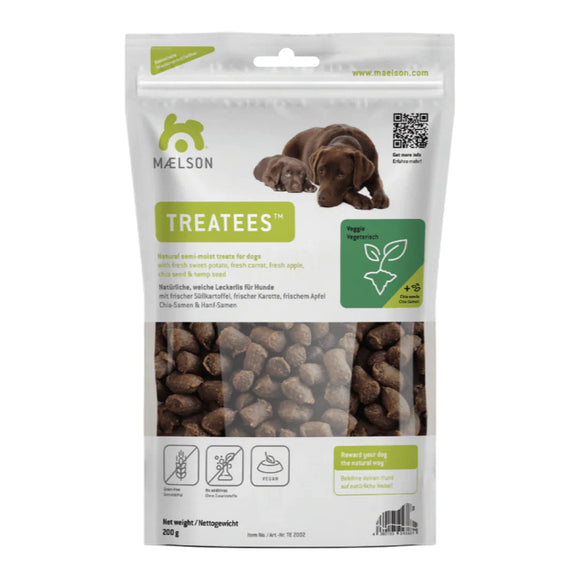 Maelson Treatees Veggie Natural Plant-Based Dog Treats – 200g Healthy Snack Morsels