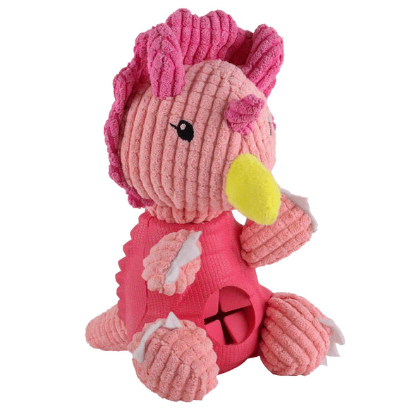 Dashi Trici Dino Toy – Pink Dinosaur Chew Toy with Treat Slot, Durable Design