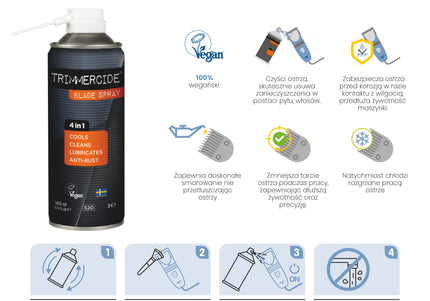Trimmercide Blade Spray 4in1 400ml – Multi-Action Cleaning and Maintenance Solution for Blades