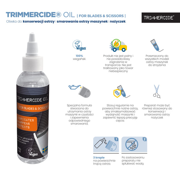 Trimmercide Blade Maintenance Oil 150ml – Lubricating Formula for Razor and Scissor Blades