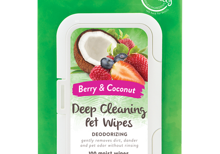 Tropiclean Deep Cleaning Grooming Wipes – Berry & Coconut, Moisturizing, 100 Pack